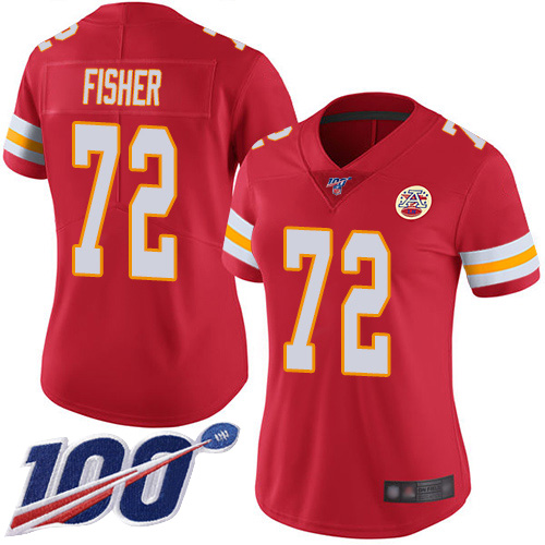 Women Kansas City Chiefs #72 Fisher Eric Red Team Color Vapor Untouchable Limited Player 100th Season Football Nike NFL Jersey->youth nfl jersey->Youth Jersey